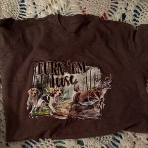 Brown Graphic T-Shirt with Hunting Design
